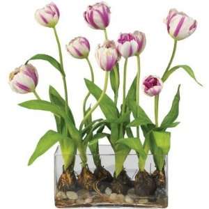    Tulips w/Rectangle Vase Silk Flower Arrangement