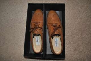 WALTER GENUIN MENS 11.5 M BRANDY WOVEN GOLF SHOES NEW ITALIAN LEATHER 