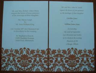 300 GARTNER WEDDING INVITATIONS BLUE BROWN BAROQUE  