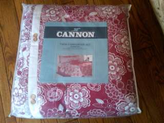 NEW CANNON RUBIE ROSE RED & WHITE COMFORTER SET TWIN  