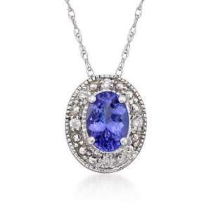  .80ct Tanzanite Pendant Necklace, Diamonds In Gold. 16 Jewelry