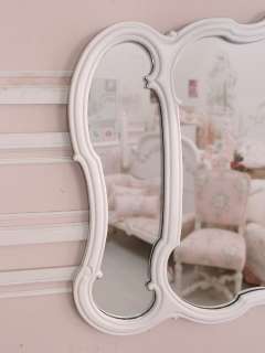   White French Style Triptych Mirror Dresser Wall Large Curvy  