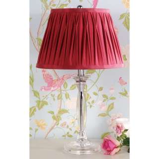 NEW 1 Light Table Lamp, Chrome and Clear Acrylic Base, Silk Fabric 