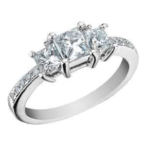 Princess Cut Diamond Engagement Ring and Three Stone Anniversary Ring 