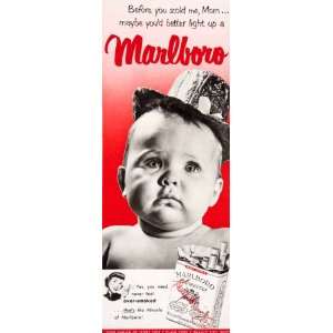  1950 Ad Marlboro Cigarettes Baby Philip Morris Tobacco Tips 