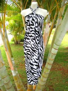 Sarong Black & White Zebra Cruise Cover up Wrap Dress  