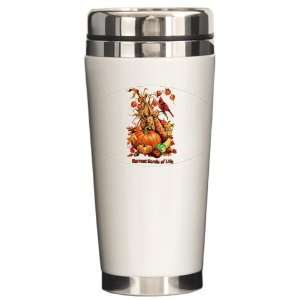  Ceramic Travel Drink Mug Thanksgiving Harvest Seeds of 