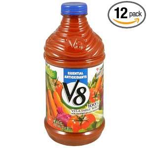 V8 Vegetable Juice 100% A C E Vitamin Rich, 46 Ounce (Pack of 12 