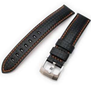  18mm Carbon Fiber Watch Band Orange Stitching Everything 