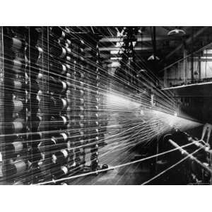  Cotton Being Prepared For Weaving at Cotton Mill Stretched 